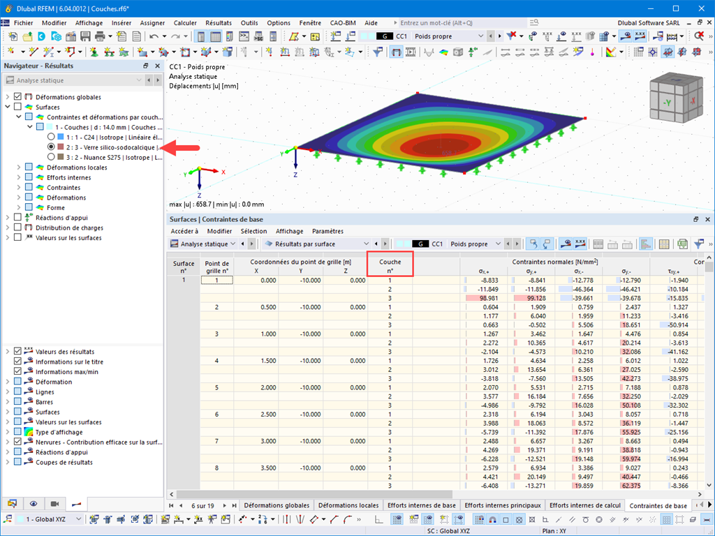 Fonctionnalité 002432 | Tableaux de résultats de surface avec affichage des résultats par couche