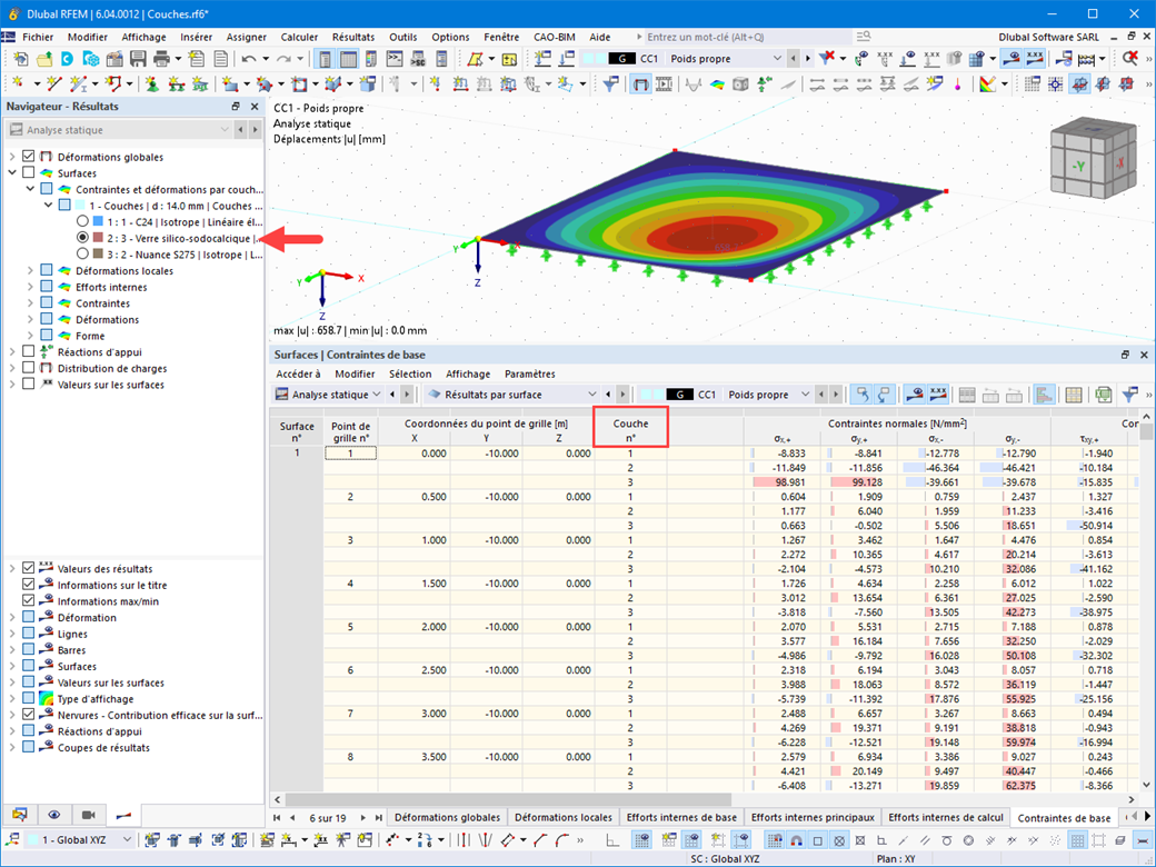 Fonctionnalité 002432 | Tableaux de résultats de surface avec affichage des résultats par couche