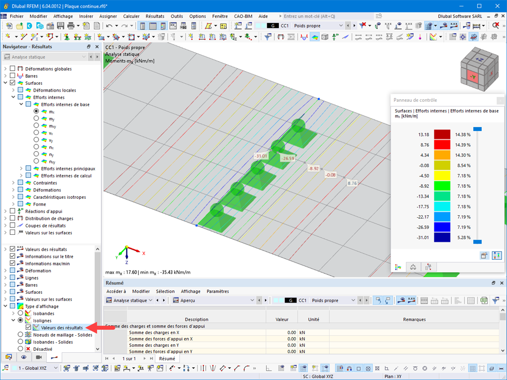 Fonctionnalité 002421 | Affichage des valeurs de résultat sur les isolignes