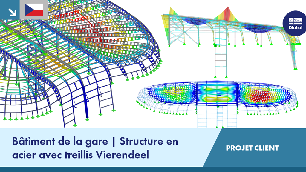 Structure en acier pour le cadre d’une gare, comprenant un treillis Vierendeel, présentant des éléments uniques de conception architecturale et technique.