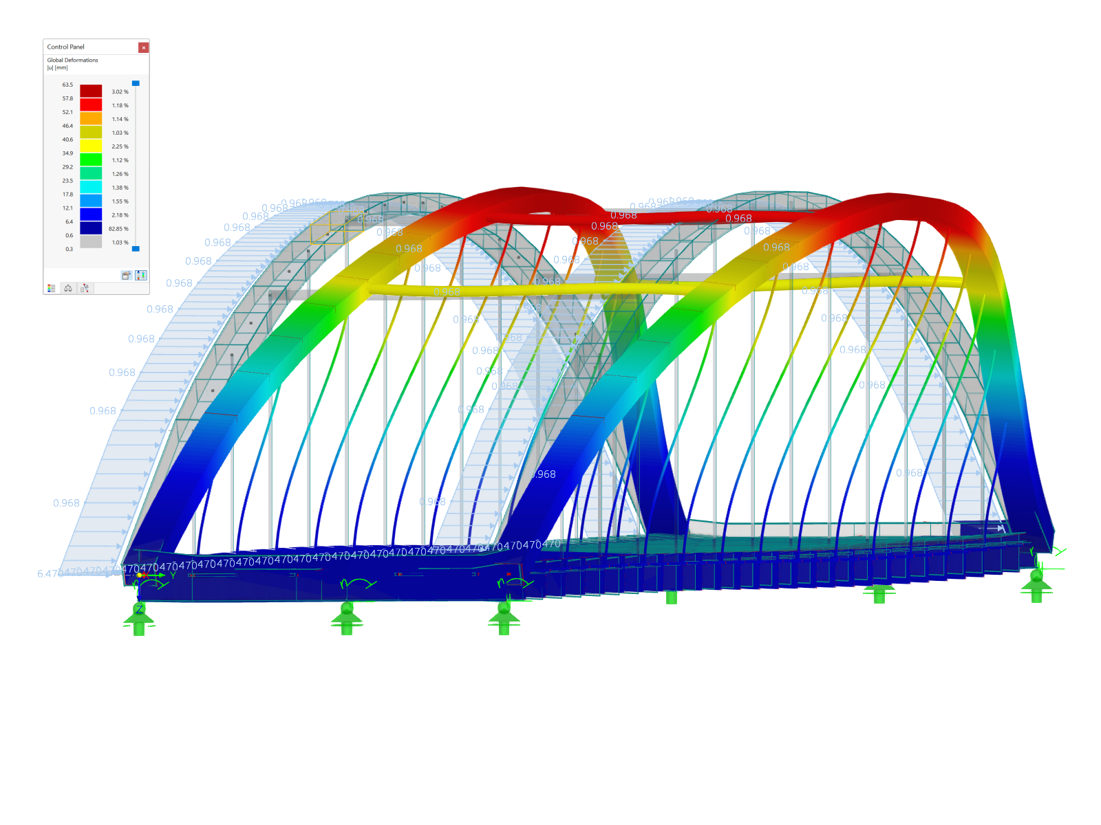 Charges de vent sur la structure du pont