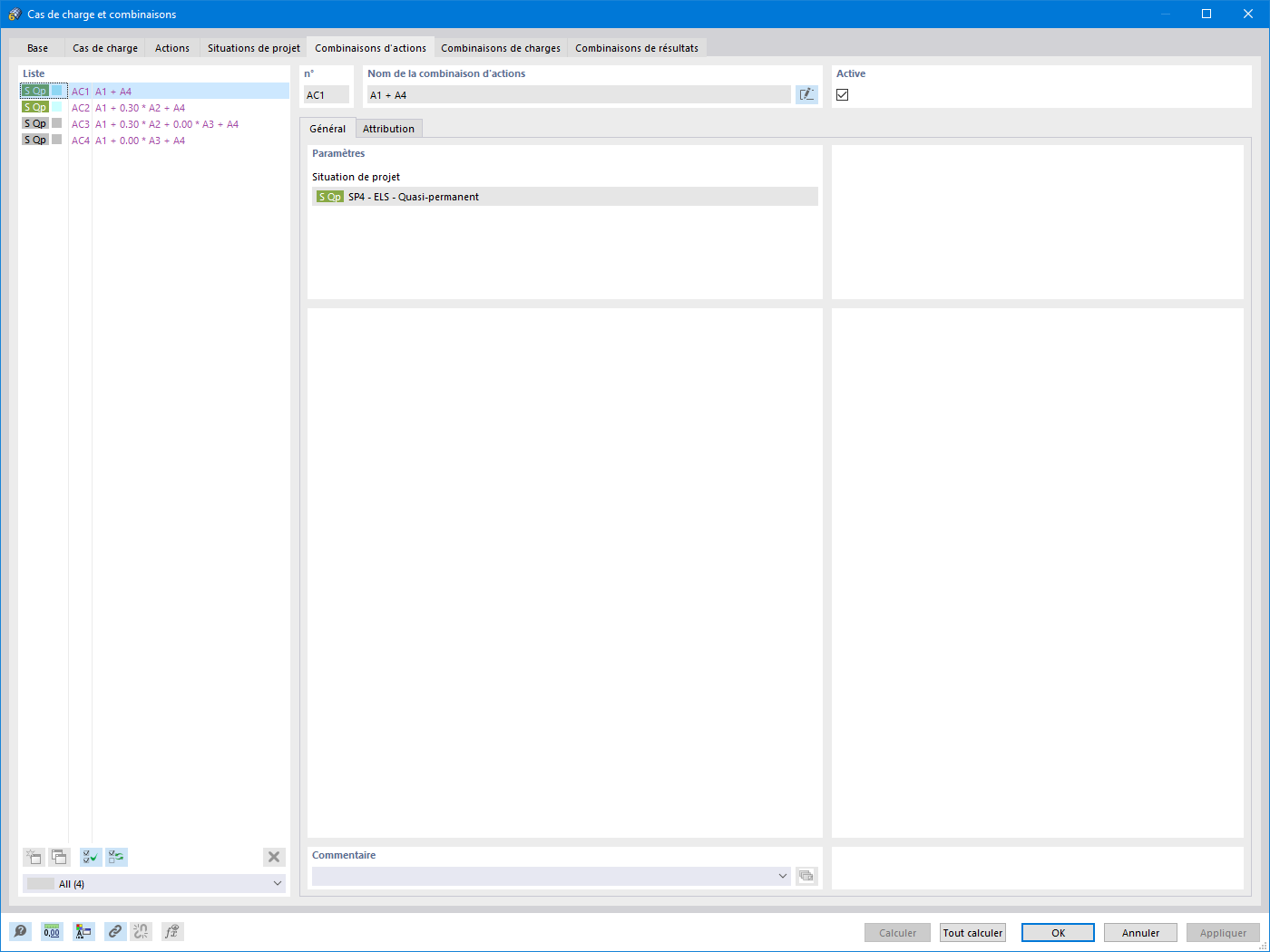 Combinaisons d’actions