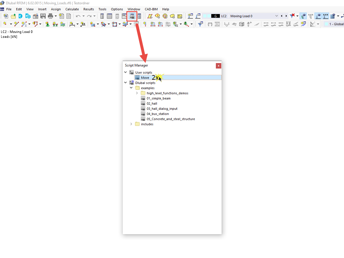 FAQ 005270 | Je souhaite appliquer des charges mobiles aux barres de mon modèle, mais je ne trouve pas le module additionnel RF-MOVE. Que puis-je faire ?