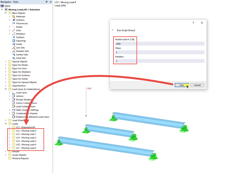 FAQ 005270 | Je souhaite appliquer des charges mobiles aux barres de mon modèle, mais je ne trouve pas le module additionnel RF-MOVE. Que puis-je faire ?