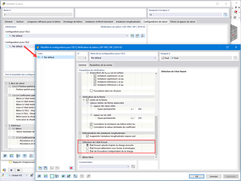Fonctionnalité 002443 | Contrôle de l'état des fissures pour l'analyse des déformations et de l'ouverture des fissures