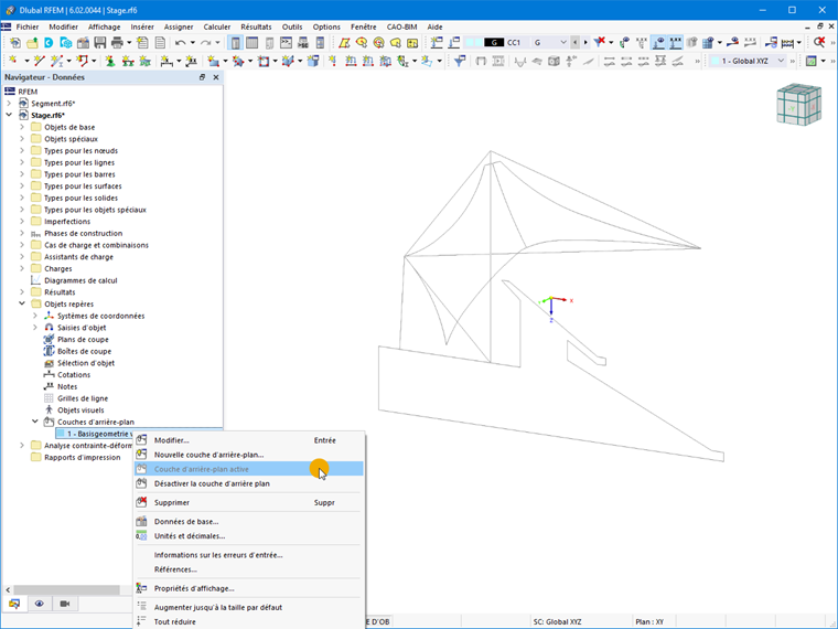 Couche d'arrière-plan dans RFEM