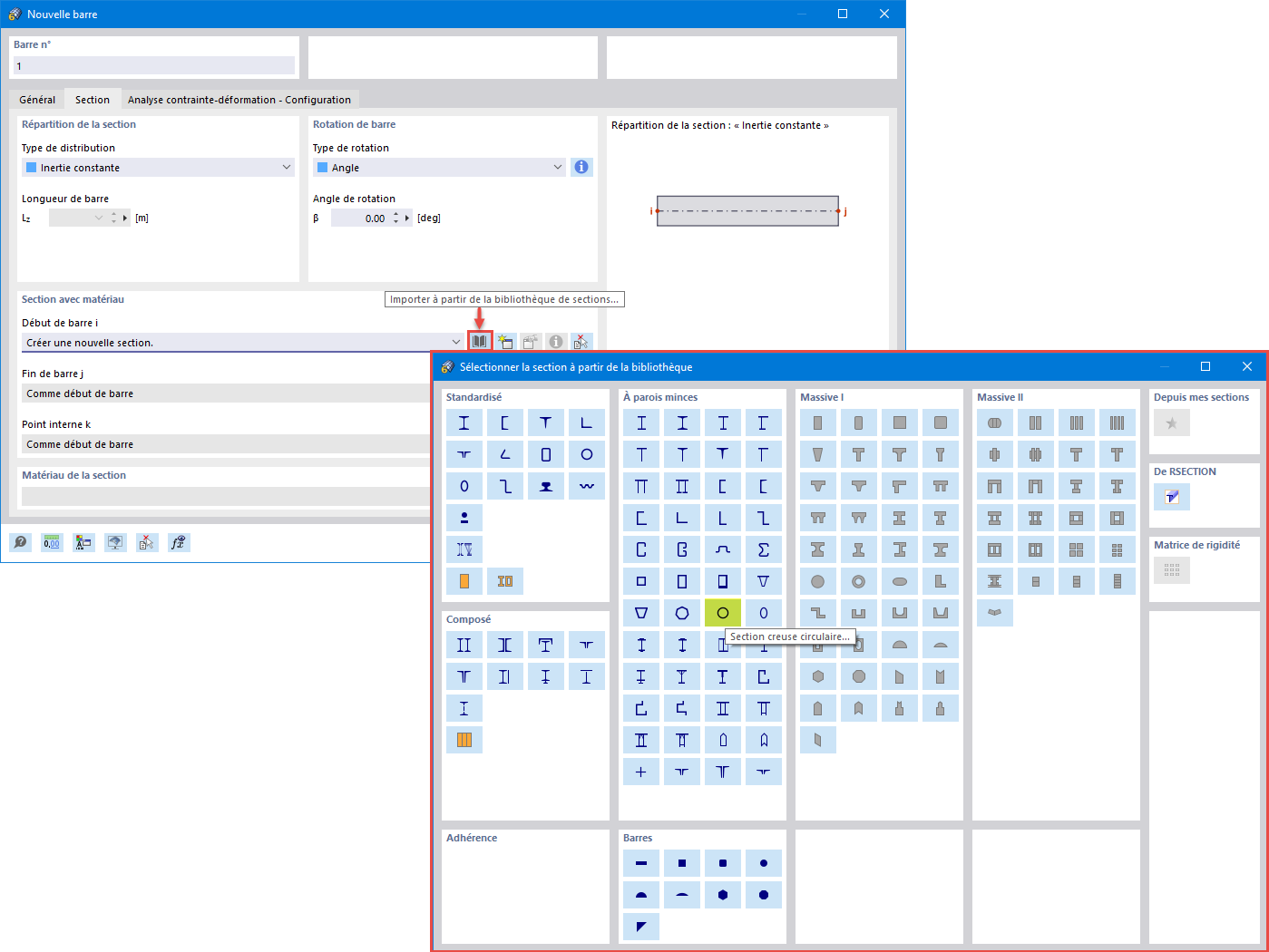 Bibliothèque de sections