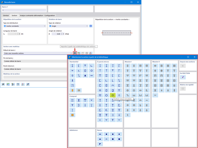 Bibliothèque de sections