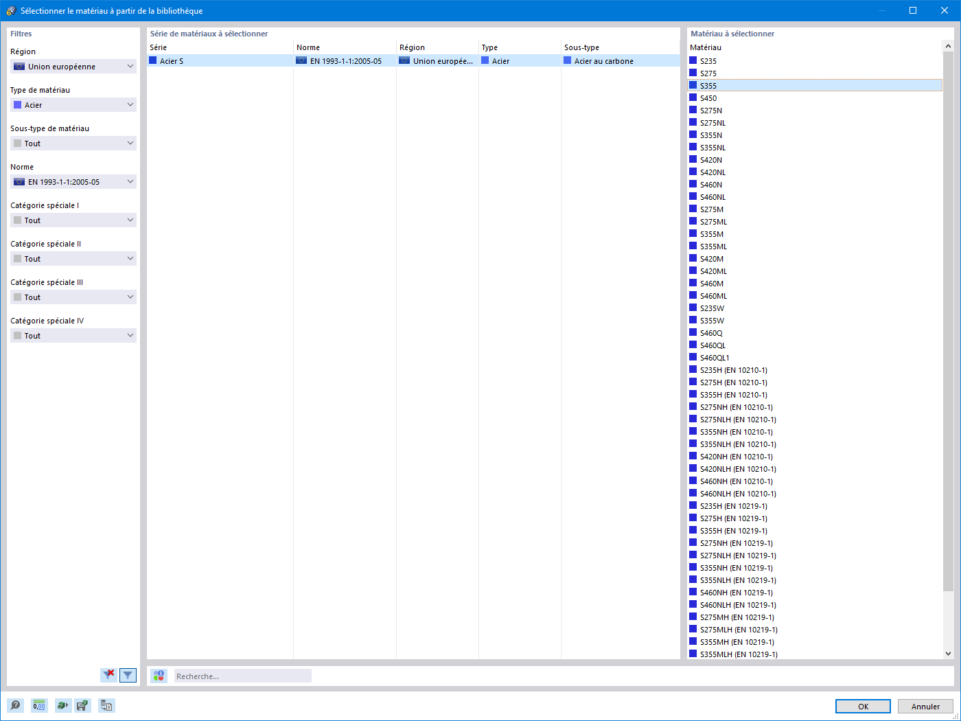 Bibliothèque de matériaux