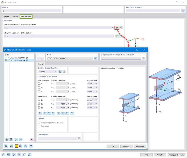 Nouvelle articulation de barre