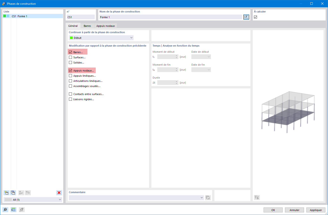 Boîte de dialogue « Phases de construction »