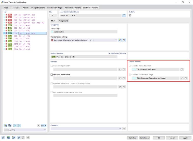 Combinaisons de charges