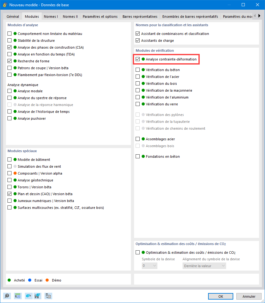 Module complémentaire « Analyse contrainte-déformation »