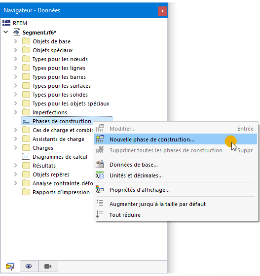 Navigateur - Données : Phases de construction