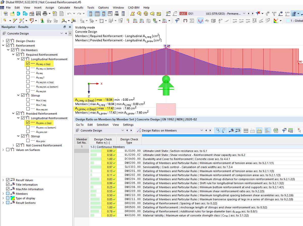 FAQ 005279 | Même si toutes les vérifications d'une barre ont été respectées, j'obtiens toujours une « Armature non couverte ». Pourquoi ?