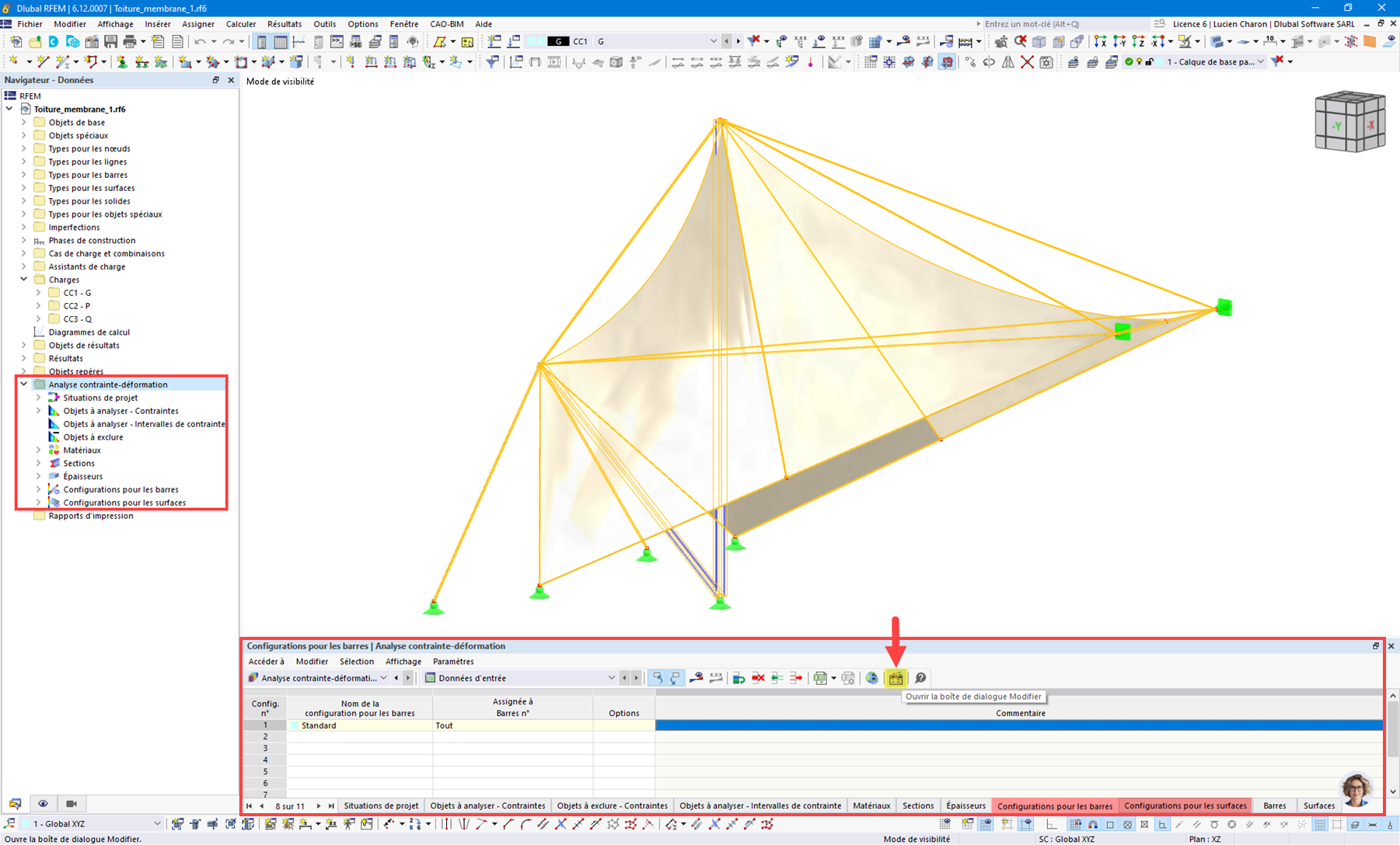 Catégories pour l’analyse contrainte-déformation dans le navigateur de données et les tableaux