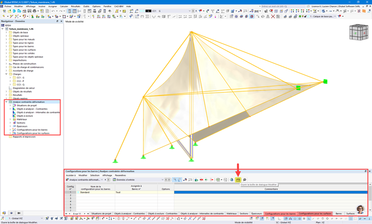 Catégories pour l’analyse contrainte-déformation dans le navigateur de données et les tableaux