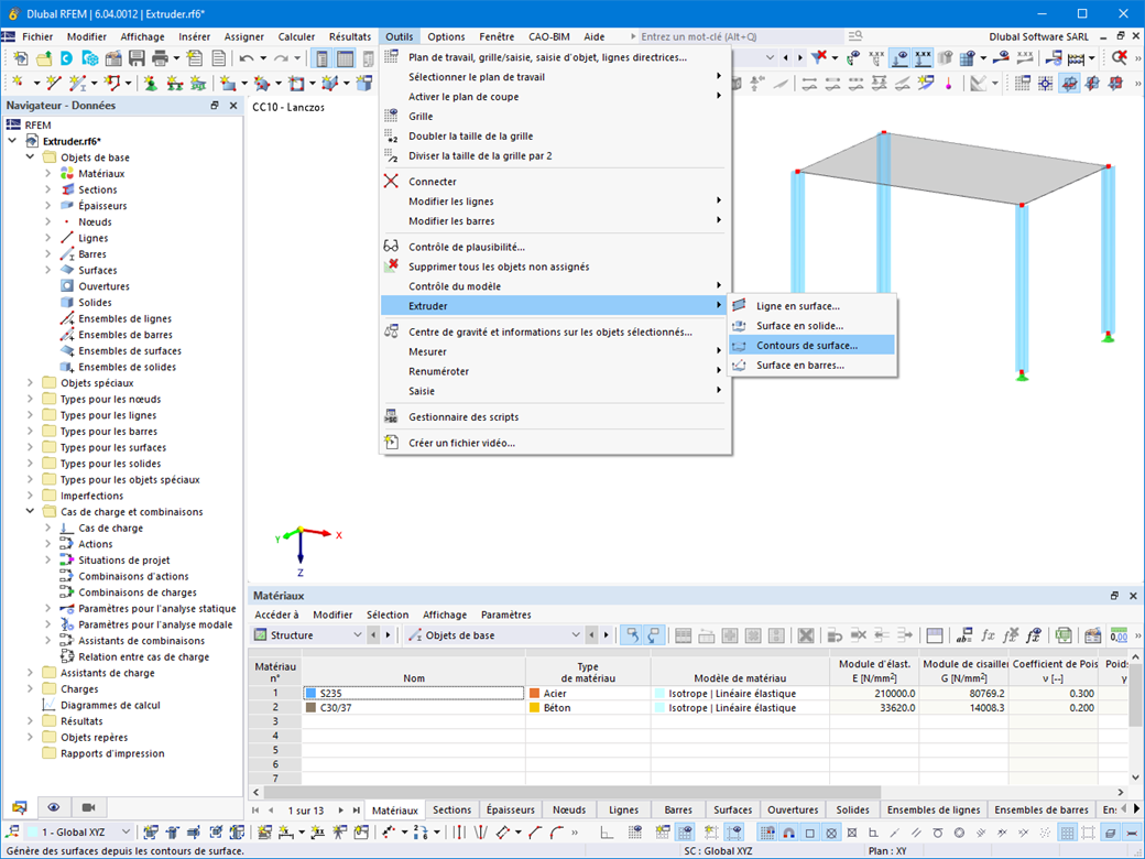 Fonctionnalité 002472 | Extruder les contours de surface
