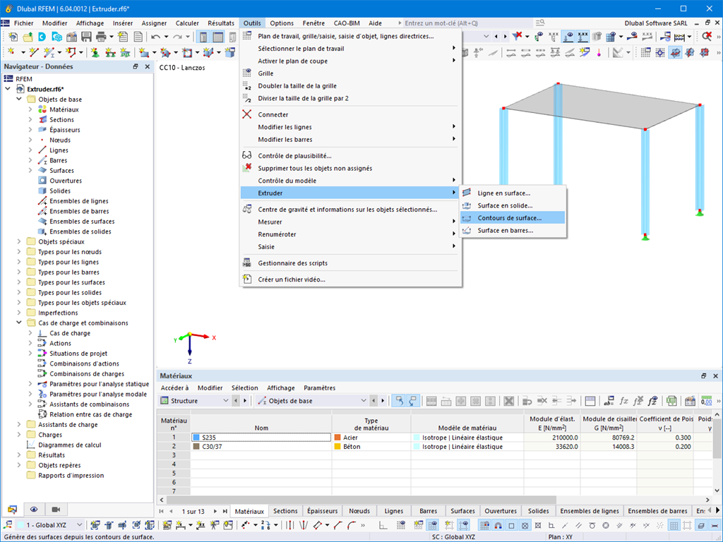Fonctionnalité 002472 | Extruder les contours de surface