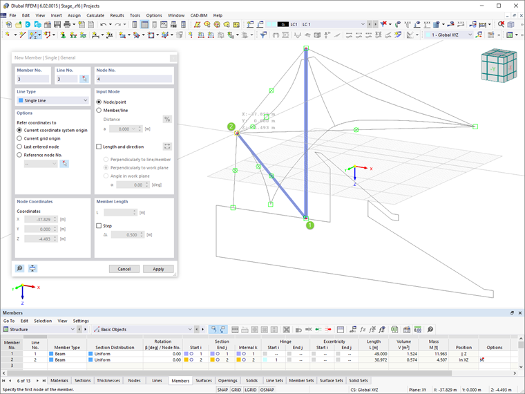 Définir l’élément de contreventement