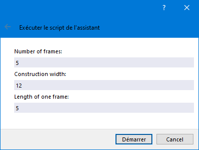 Fenêtre d'entrée « Assistant de script »