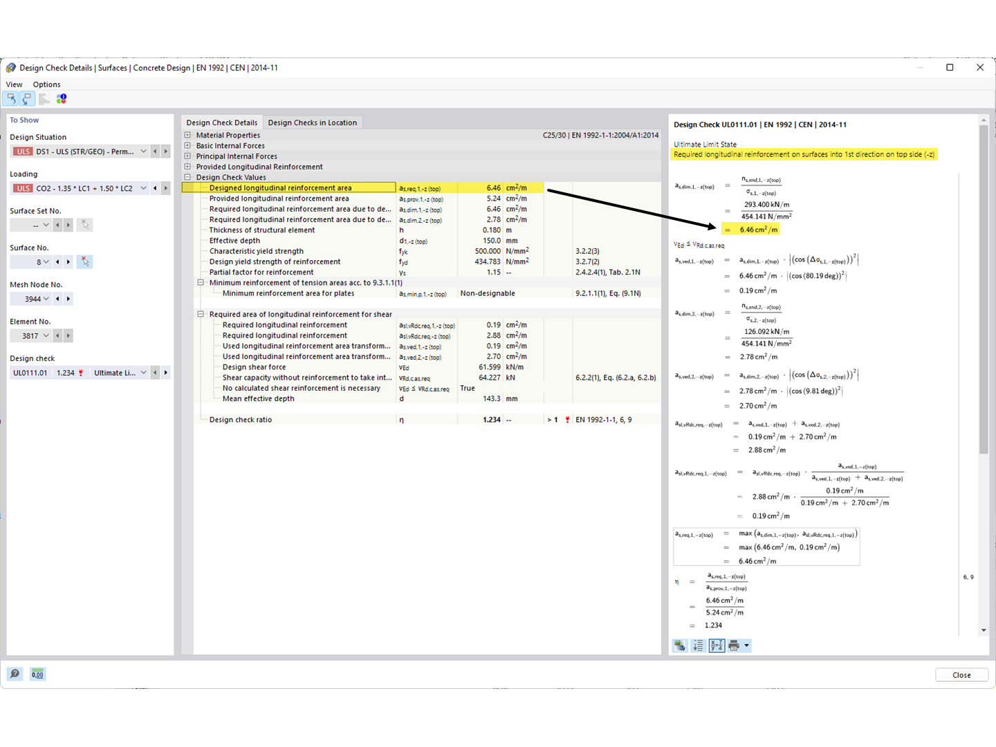 FAQ 005280 | Comment vérifier la manière dont RFEM 6 détermine les armatures requises ?