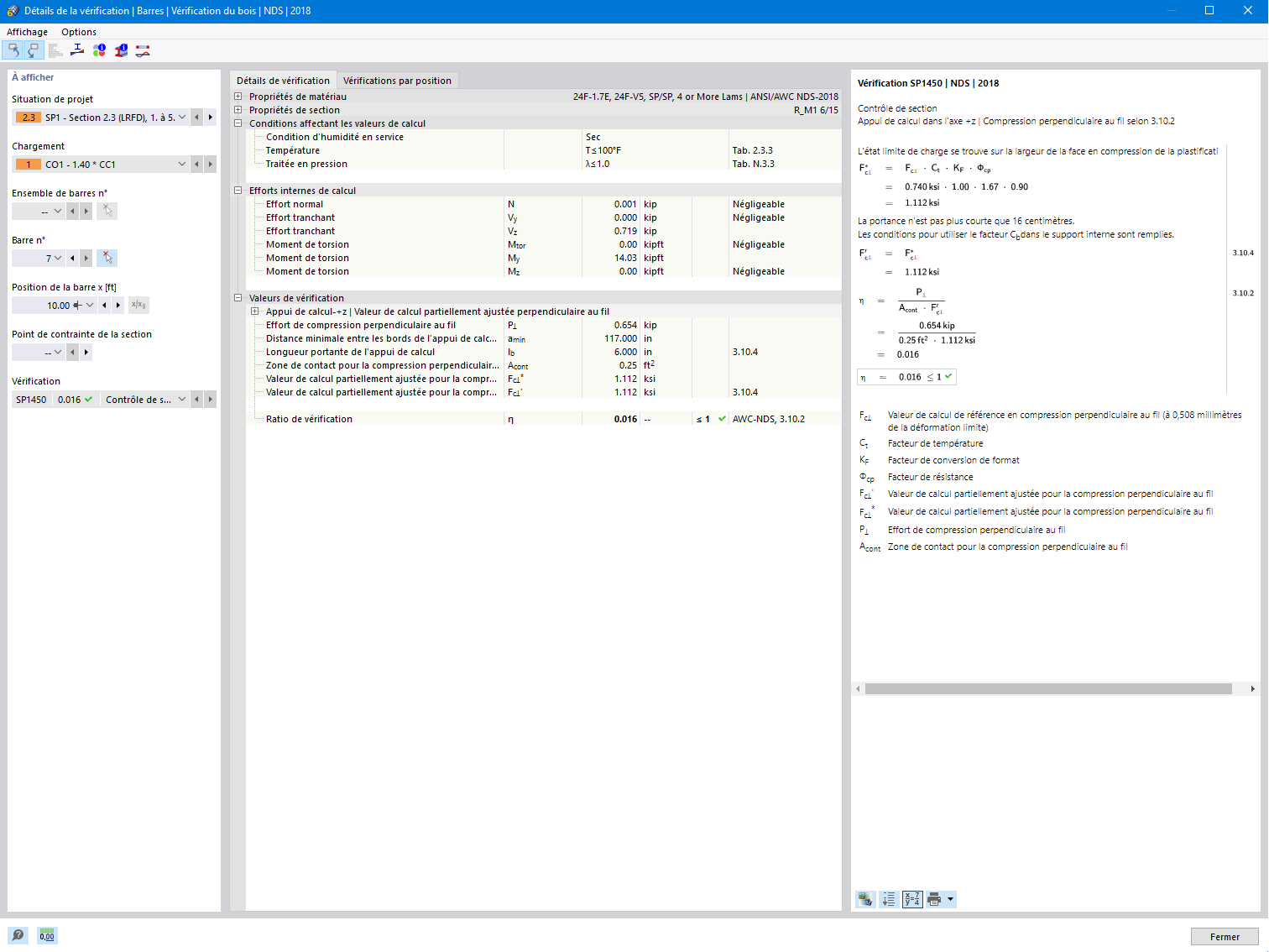 Détails de la vérification du bois pour la compression perpendiculaire au fil | NDS