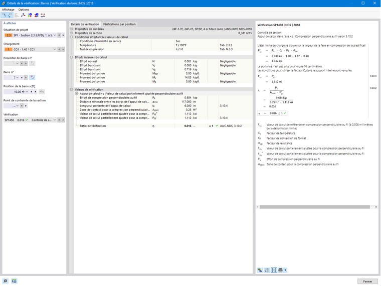 Détails de la vérification du bois pour la compression perpendiculaire au fil | NDS
