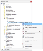 Menu contextuel de la charge de barre