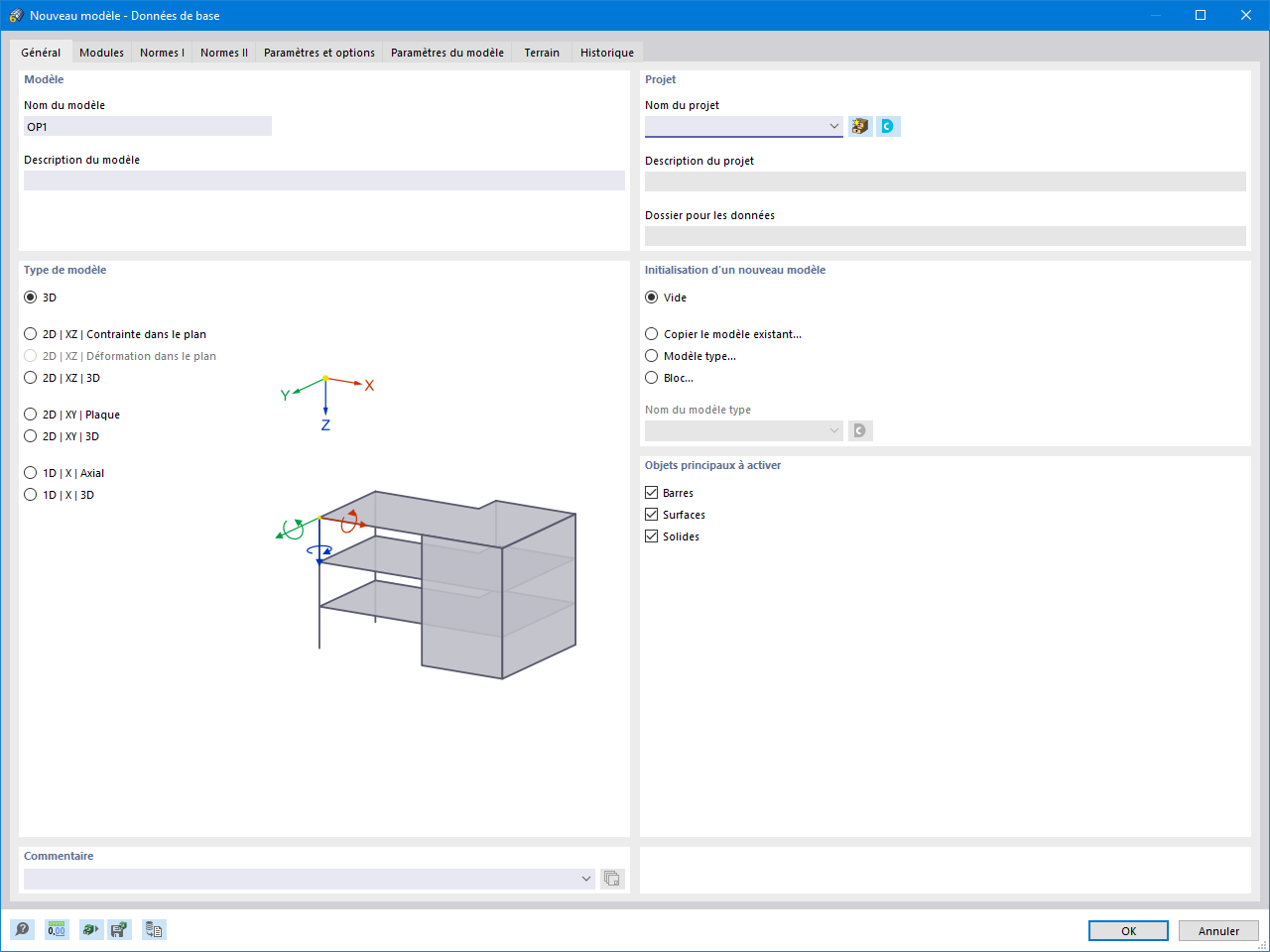 Création d'un modèle