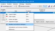 Menu contextuel du tableau