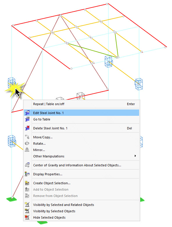 Menu contextuel d’un assemblage dans la fenêtre de travail