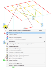 Menu contextuel d’un assemblage dans la fenêtre de travail