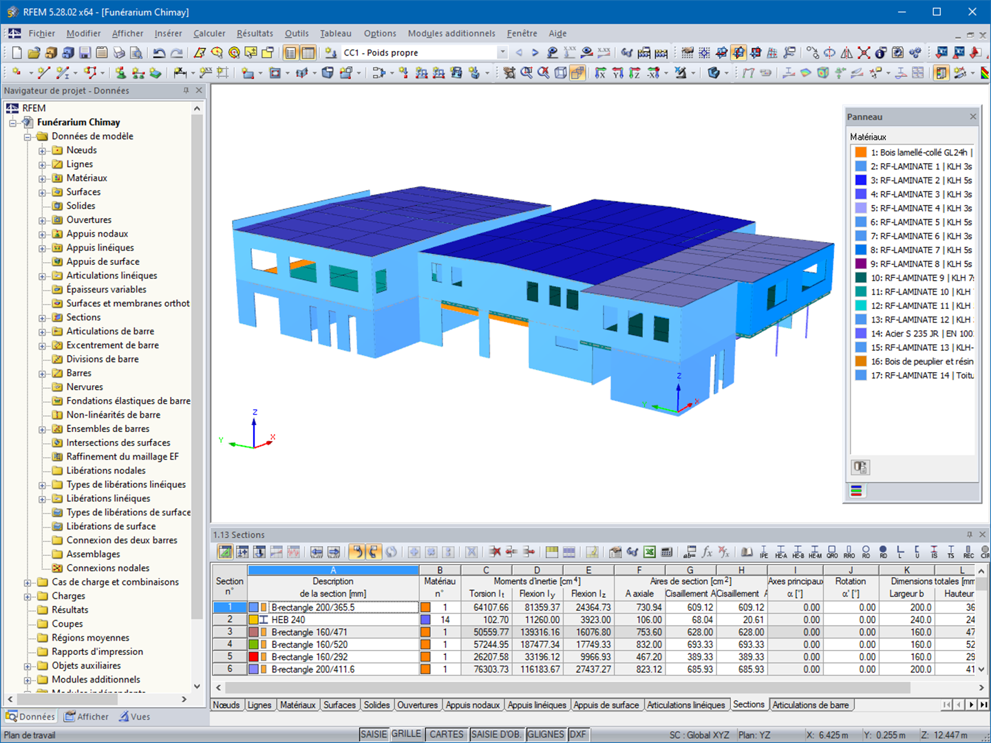 Modèle 3D du funérarium dans RFEM (©D-Bois)