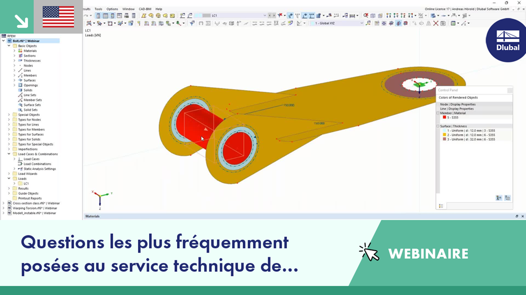 Webinar discussing frequently asked questions in August 2022 by Dlubal's support team.