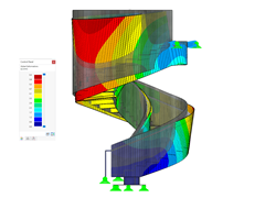 Animation de la déformation globale de l'escalier en colimaçon dans RFEM