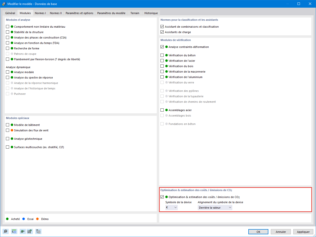 Module complémentaire Optimisation & estimation des coûts/émissions de CO₂