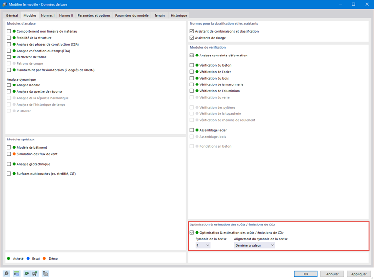 Module complémentaire Optimisation & estimation des coûts/émissions de CO₂