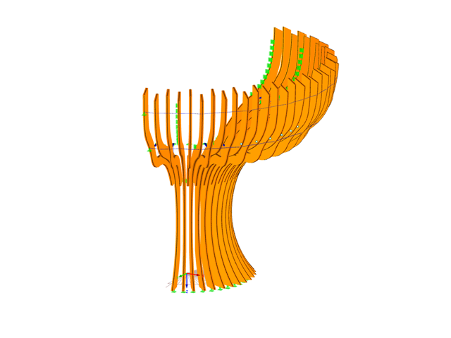 Modèle 3D de l'arbre du pavillon de l'Azerbaïdjan dans RFEM (© Rubner)
