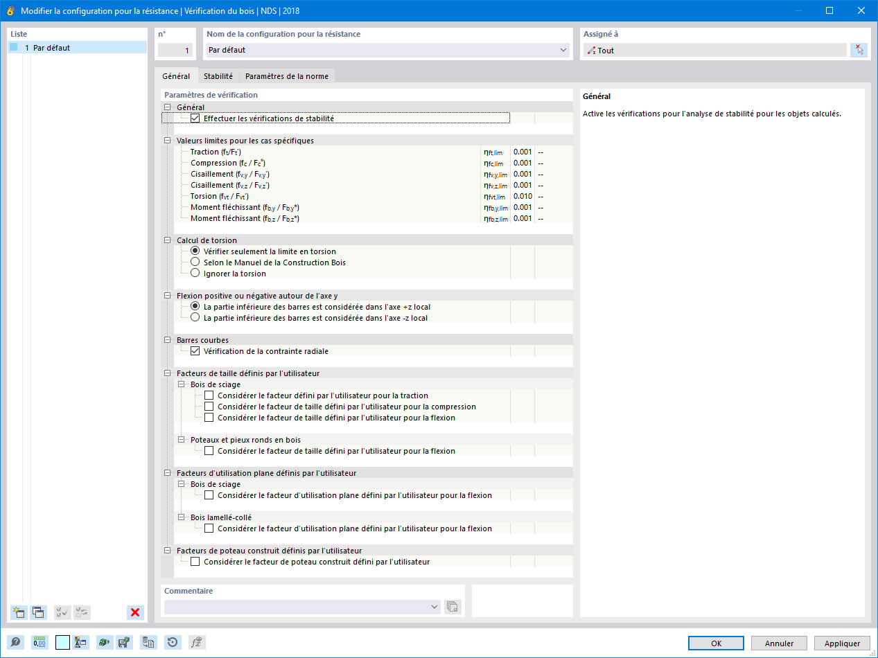 Fonctionnalité 002496 | Vérification en torsion selon la norme américaine ANSI/AWC NDS