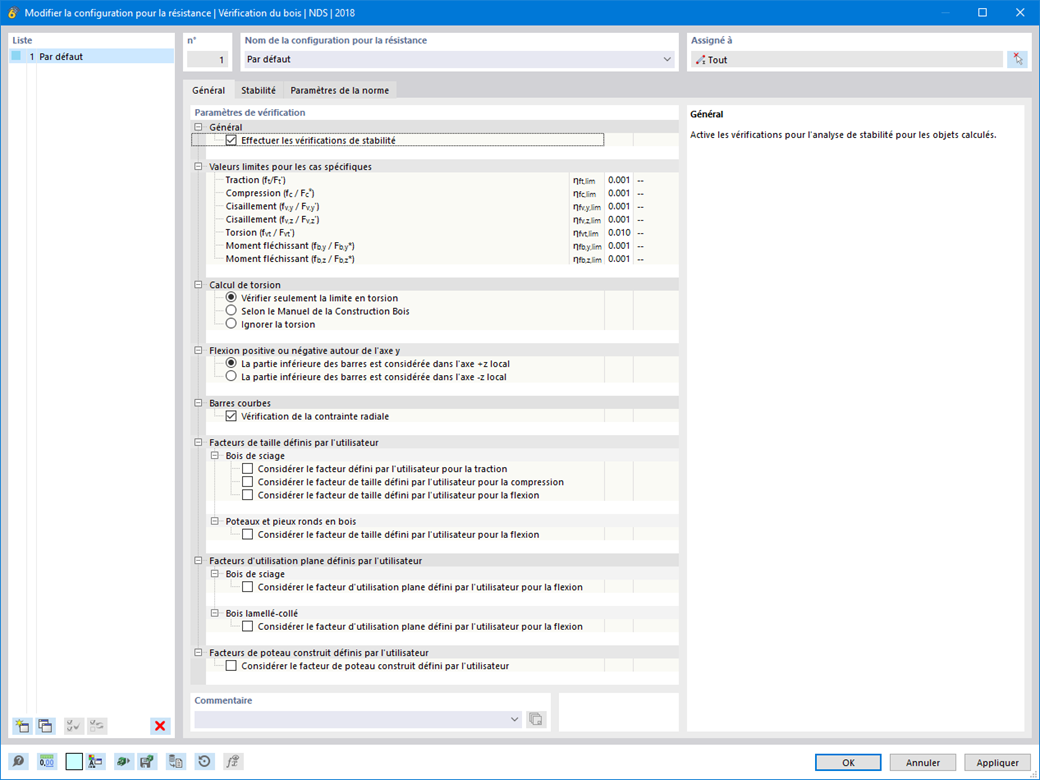 Fonctionnalité 002496 | Vérification en torsion selon la norme américaine ANSI/AWC NDS