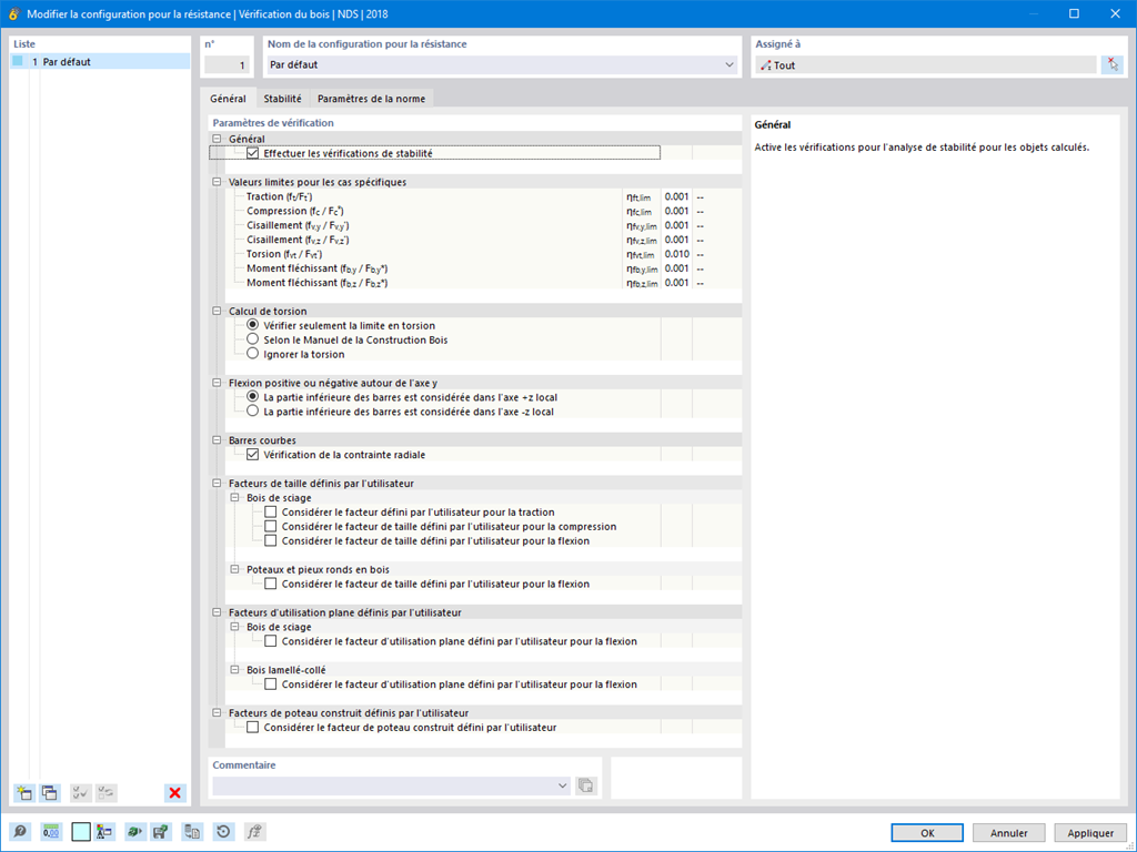 Fonctionnalité 002496 | Vérification en torsion selon la norme américaine ANSI/AWC NDS