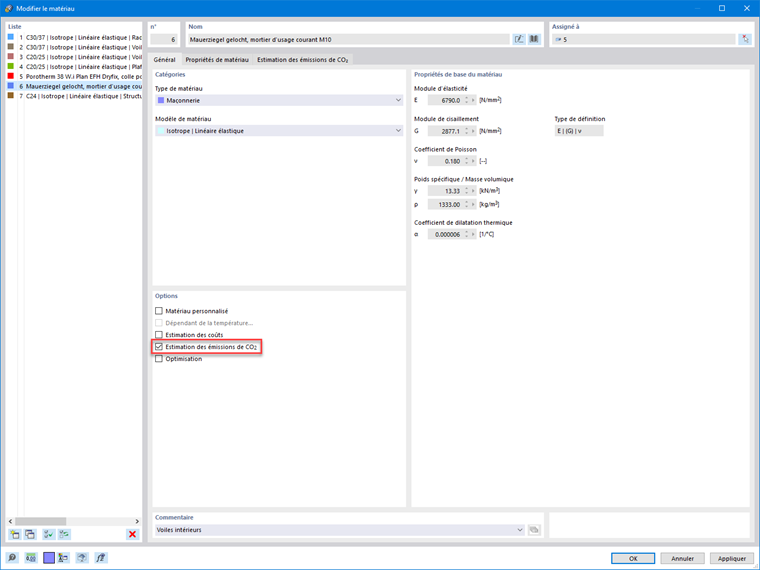 Activation de l’option « Estimation des émissions de CO2 »