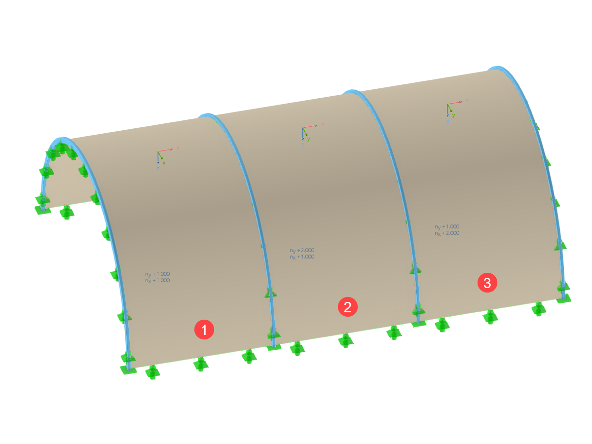 Membrane supportée par l'arc avec appui de montage