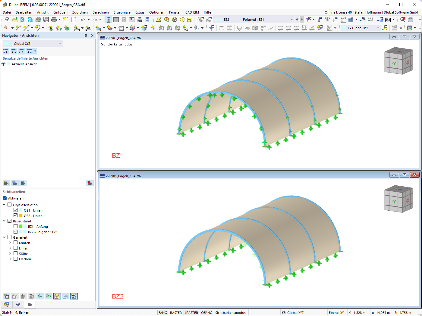 Membrane supportée par des arches avec appui de montage (CSA)