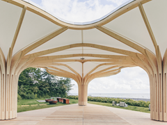 Les trois « arbres » du projet de pavillon (© Blumer-Lehmann AG)