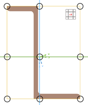 Points de référence pour l’excentrement de charge sur la section asymétrique