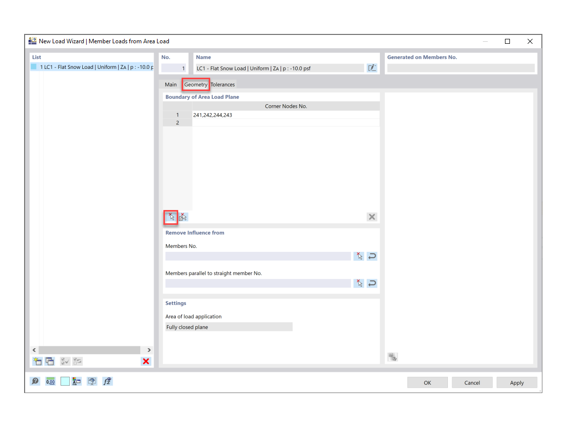 FAQ 005321 | Comment appliquer une charge sur des structures non coplanaires dans RFEM 6 ?
