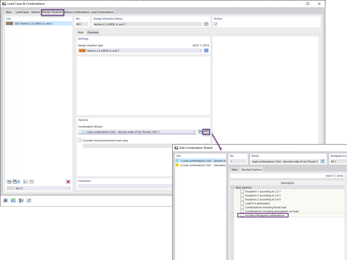FAQ 005323 | Mes combinaisons de charges sismiques générées par ASCE 7 combinent les directions X et Y