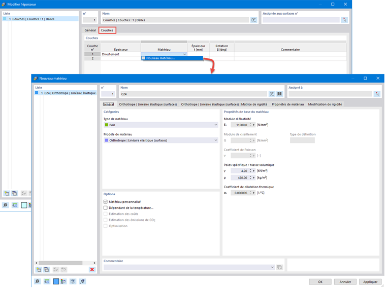 Définition d’un nouveau matériau pour la première couche
